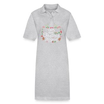 Cats Make Christmas Magical Celebration - Stanley/Stella PAIGER Organic Women’s Polo Dress - black - Front