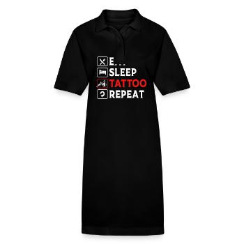 Tattoo Künstler Tätowierer Tätowiert Tätowierung - Stanley/Stella Frauen Bio-Polokleid PAIGER - Schwarz - Vorne