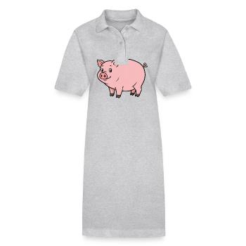 Animal Cartoon Pig - Stanley/Stella PAIGER Organic Women’s Polo Dress - black - Front