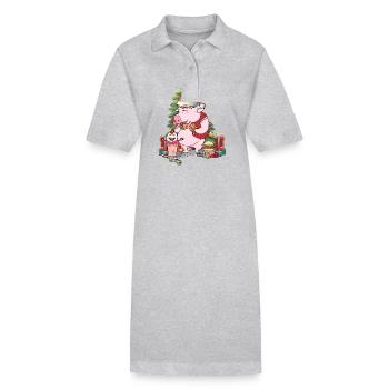 Santa Claus Piglet Santa Christmas Skater - Stanley/Stella PAIGER Organic Women’s Polo Dress - black - Front