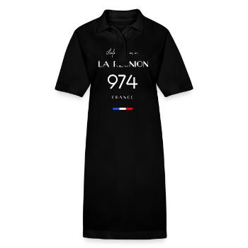 Life is better in LA RÉUNION Number 974 Outre-mer - Robe polo bio PAIGER Stanley/Stella Femme - noir - Devant