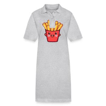 Dessin animé de frites françaises drôle - Robe polo bio PAIGER Stanley/Stella Femme - noir - Devant