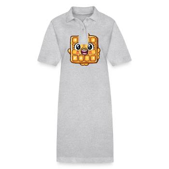 Cute kawaii waffle with happy face - Stanley/Stella PAIGER Organic Women’s Polo Dress - black - Front