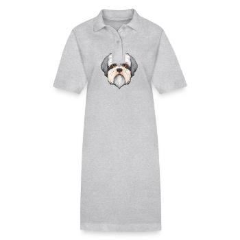 Maltese Shih Tzu Dog Breed Watercolor Cartoon Kawa - Stanley/Stella PAIGER Organic Women’s Polo Dress - black - Front