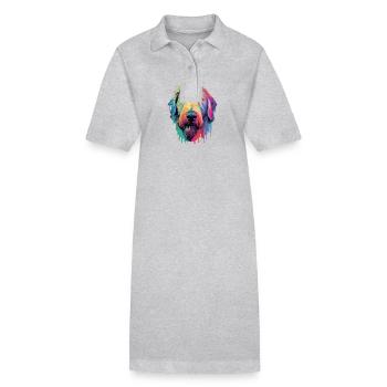 Irish Wolfhound Dog Breed Watercolor Cartoon Kawai - Stanley/Stella PAIGER Organic Women’s Polo Dress - black - Front