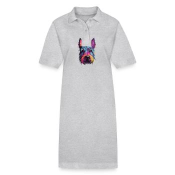 Scottish Terrier Dog Breed Watercolor Cartoon Kawa - Stanley/Stella PAIGER Organic Women’s Polo Dress - black - Front