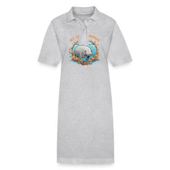 Dugong Mon animal spirituel J’aime les lamantins - Robe polo bio PAIGER Stanley/Stella Femme - noir - Devant