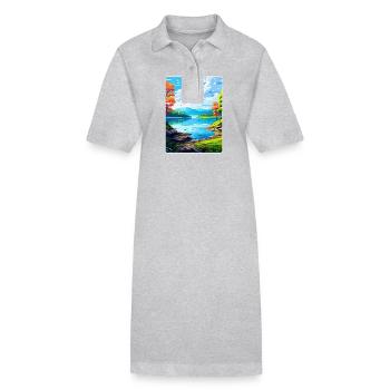 Lake Sainte Croix France Vintage Travel Poster WPA - Stanley/Stella PAIGER Organic Women’s Polo Dress - black - Front
