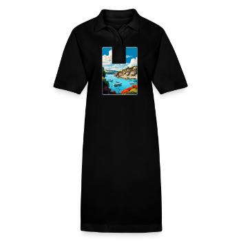 Salcombe England Uk Vintage Reiseposter Souvenir - Stanley/Stella Frauen Bio-Polokleid PAIGER - Schwarz - Vorne