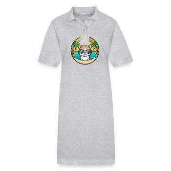 Kätzchen Lustige Cartoon Sommer Strand Sonnenbrille Cool - Stanley/Stella Frauen Bio-Polokleid PAIGER - Schwarz - Vorne