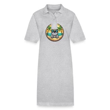 Siegel Lustige Cartoon Sommer Strand Sonnenbrille Aufkleber - Stanley/Stella Frauen Bio-Polokleid PAIGER - Schwarz - Vorne
