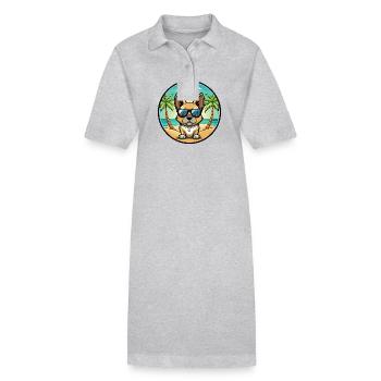 Braque Francais Dog Breed Cartoon Sunglasses Beach - Stanley/Stella PAIGER Organic Women’s Polo Dress - black - Front