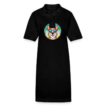 Brittany Dog Breed Cartoon Lunettes de soleil Beach - Robe polo bio PAIGER Stanley/Stella Femme - noir - Devant