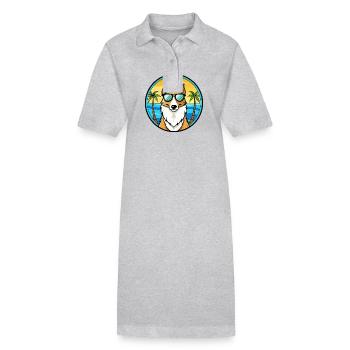 Smooth Collie Dog Breed Cartoon Sunglasses Beach - Stanley/Stella PAIGER Organic Women’s Polo Dress - black - Front