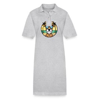 Istrischer Drahthaarhund Hunderasse Cartoon Beach - Stanley/Stella Frauen Bio-Polokleid PAIGER - Schwarz - Vorne
