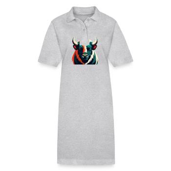 Buffalo Cartoon Character Colorful Pet Animal - Stanley/Stella PAIGER Organic Women’s Polo Dress - black - Front