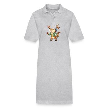 Antelope Funny Cartoon Character Headphone Music - Stanley/Stella PAIGER Organic Women’s Polo Dress - black - Front