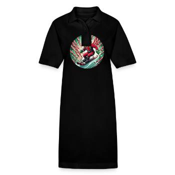 Christmas Elf Skiing - Stanley/Stella PAIGER Organic Women’s Polo Dress - black - Front