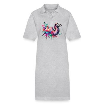 Colorful Watercolor Camel - Stanley/Stella PAIGER Organic Women’s Polo Dress - black - Front