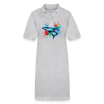Hai in bunter Aquarellmalerei - Stanley/Stella Frauen Bio-Polokleid PAIGER - Schwarz - Vorne