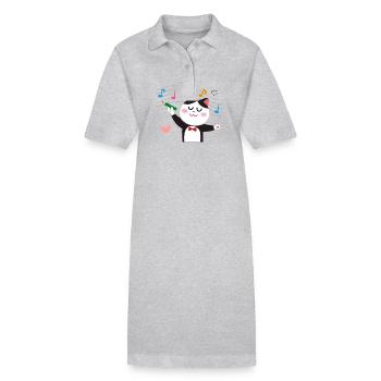 Clef de musique chaton chat musical - Robe polo bio PAIGER Stanley/Stella Femme - noir - Devant