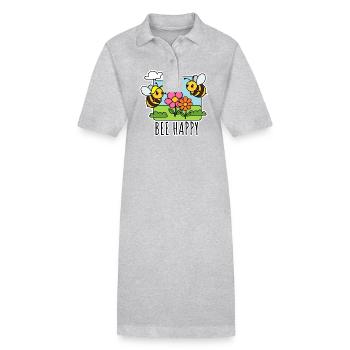 Bee Happy happy bees in the flower meadow - Stanley/Stella PAIGER Organic Women’s Polo Dress - black - Front