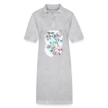 Blue and magnolias - Stanley/Stella PAIGER Organic Women’s Polo Dress - black - Front