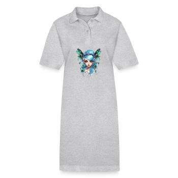 Fée Papillon aux cheveux bleus – Fantaisie - Robe polo bio PAIGER Stanley/Stella Femme - noir - Devant
