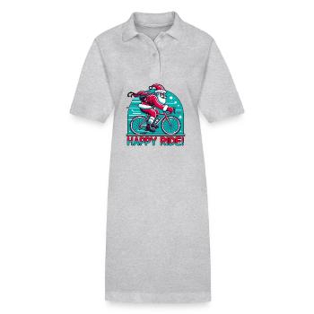 Happy Ride Chrsitmas St. Nicholas on the road bike - Stanley/Stella PAIGER Organic Women’s Polo Dress - black - Front