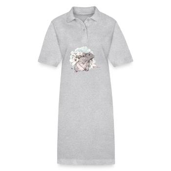 Rat in front of delicate flowers on watercolor blob - Stanley/Stella PAIGER Organic Women’s Polo Dress - black - Front