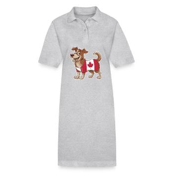 Dog in the colours of the Canadian flag 2026 - Stanley/Stella PAIGER Organic Women’s Polo Dress - black - Front