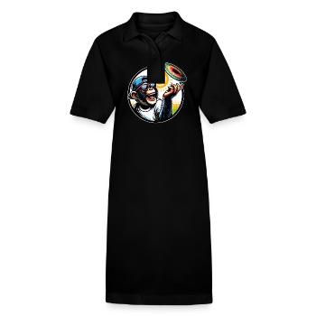 Chimpanzé avec lunettes de soleil, casquette de baseball et frisbee - Robe polo bio PAIGER Stanley/Stella Femme - noir - Devant
