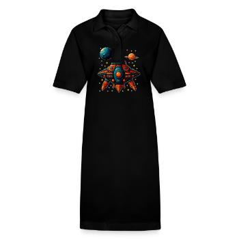 Imaginative Spaceship Flying Saucer - Stanley/Stella PAIGER Organic Women’s Polo Dress - black - Front