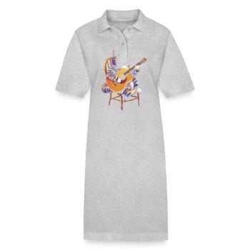 Chat qui joue de la guitare - Robe polo bio PAIGER Stanley/Stella Femme - noir - Devant