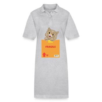 Neugieriges Kätzchen auf zerbrechlichem Paket - Stanley/Stella Frauen Bio-Polokleid PAIGER - Schwarz - Vorne