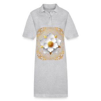 Vintage mandala with 3d flower, vintage style - Stanley/Stella PAIGER Organic Women’s Polo Dress - black - Front