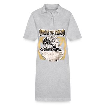 Rice farmer with rice bowl, saying rice - Stanley/Stella PAIGER Organic Women’s Polo Dress - black - Front