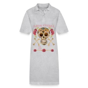 Skull, sugar skull, Dia-de-los-Muertos saying - Stanley/Stella PAIGER Organic Women’s Polo Dress - black - Front