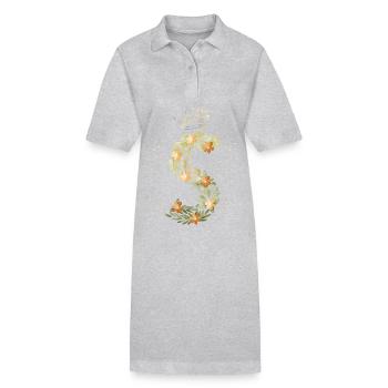 Lettre monogramme S avec couronne, ornement floral - Robe polo bio PAIGER Stanley/Stella Femme - noir - Devant