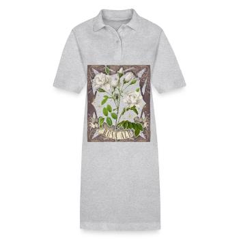 Vintage Rose, antique illustration, Redoute rose - Stanley/Stella PAIGER Organic Women’s Polo Dress - black - Front
