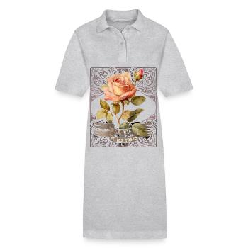 Vintage Botanical Rose Illustration Flower Saying - Stanley/Stella PAIGER Organic Women’s Polo Dress - black - Front