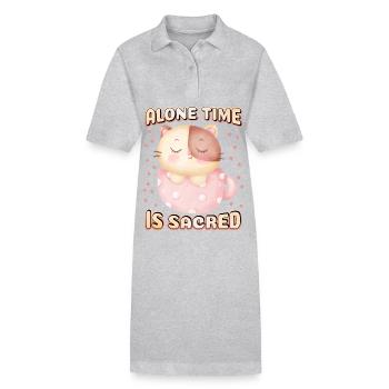 Introvert, cute cat in coffee cup, saying - Stanley/Stella PAIGER Organic Women’s Polo Dress - black - Front