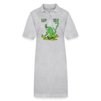 Dinosaur Rex Football 7 Happy Birthday Green - Stanley/Stella PAIGER Organic Women’s Polo Dress - black - Front