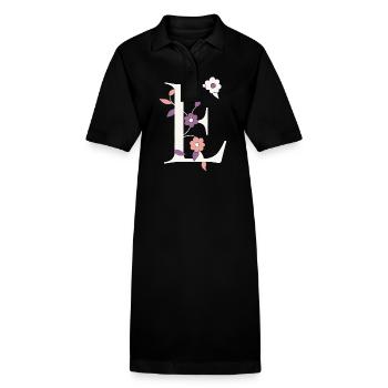 Letter E Monogram Retro - Stanley/Stella PAIGER Organic Women’s Polo Dress - black - Front