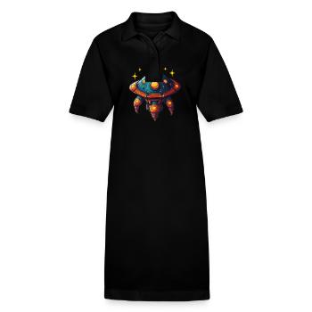 Fantasievolles Raumschiff fliegende Untertasse - Stanley/Stella Frauen Bio-Polokleid PAIGER - Schwarz - Vorne