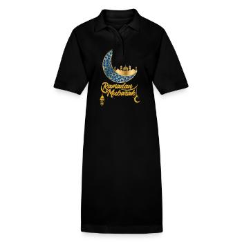Ramadan Gift Eid Mubarak Islam Allah Muslim - Stanley/Stella PAIGER Organic Women’s Polo Dress - black - Front