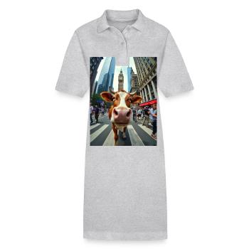 Funny Cow Selfie on a City Street - Stanley/Stella PAIGER Organic Women’s Polo Dress - black - Front