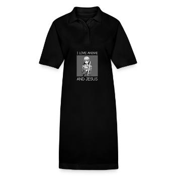 Ich liebe Anime und Jesus - Manga Stil. - Stanley/Stella Frauen Bio-Polokleid PAIGER - Schwarz - Vorne