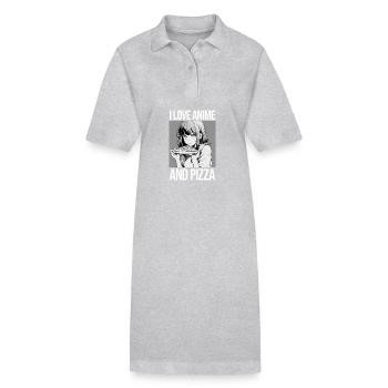 I Love Anime and Pizza - Manga Style - Stanley/Stella PAIGER Organic Women’s Polo Dress - black - Front