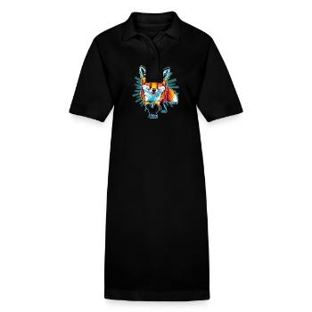Fox - Illustration - Stanley/Stella PAIGER Organic Women’s Polo Dress - black - Front
